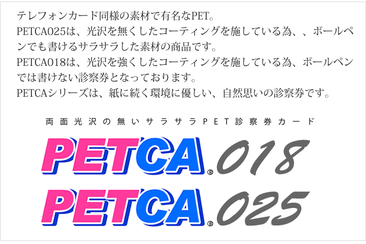 テレフォンカードと同様の厚 PETCA
